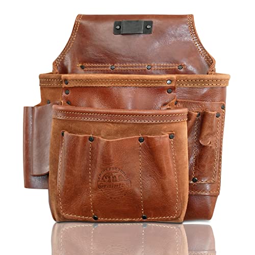 Graintex AS2558 Ambassador Series 8 Pocket Framers Tool Pouch Top Grain Leather for Framers, Constructors, Electricians, Plumbers, Handyman