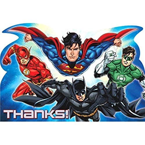 Amscan 8 Justice League DC Comics Birthday Party Thank You Postcard Notes