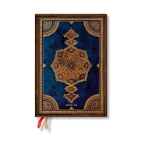 Paperblanks 2024 Safavid Indigo 18-Month MIDI 208 Pg Horizontal Week-At-A-Time Safavid Binding Art