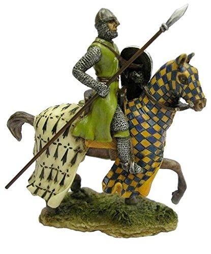 Unicorn Studio US 4.13 Inch Armored Crusader on Horse with Checker Caparison and Spear