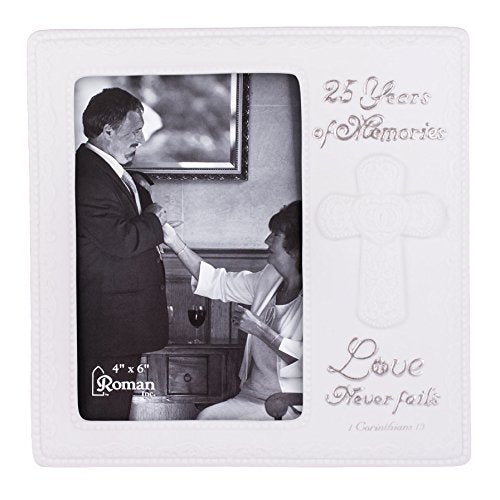 Roman 25th Wedding Anniversary "Love Never Fails" Picture Frame Holder