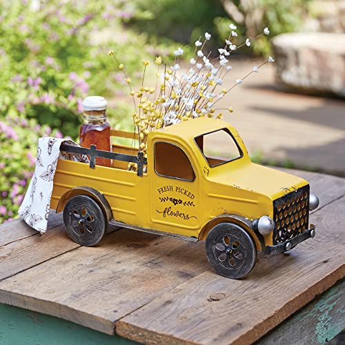 CTW Colonial Tin Works 770562 Yellow Springtime Truck Figurine, 20.50-inch Width