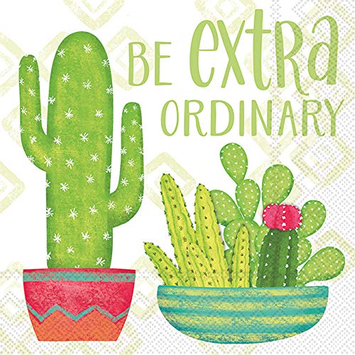 Boston International IHB 3-Ply Paper Napkins, 20-Count Lunch Size, Extra-Ordinary Cactus
