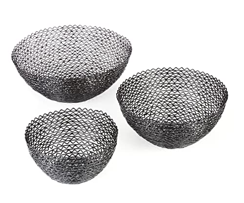 Giftcraft Basket Set, Iron, Black, Set of 3