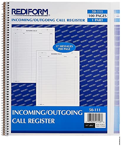 Rediform Call Register Book, 11"" x 8.5"", 100 Pages (50111) (RED50111)