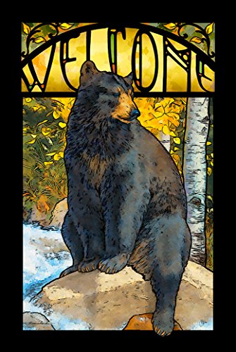 Wild Wings(MN) The Black Bear Paws Advertising Stained Glass Art by Lee Kromschroeder