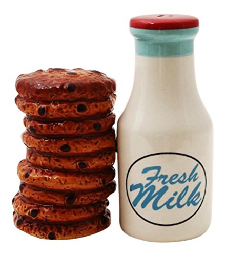 Pacific Trading Milk and Cookies Lover Ceramic Magnetic Salt and Pepper Shakers