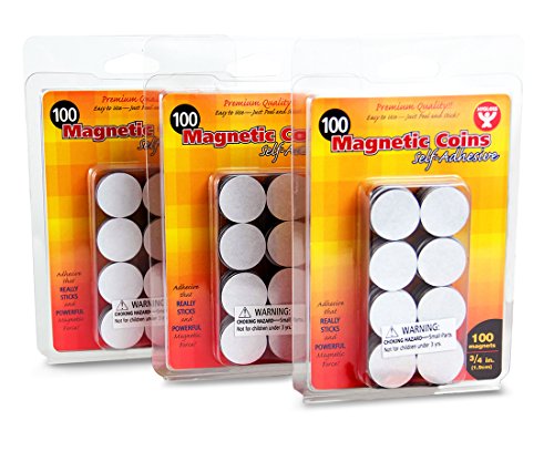 Hygloss 61403 Products Round Magnets Self Adhesive Magnetic Coins, 3/4", Black