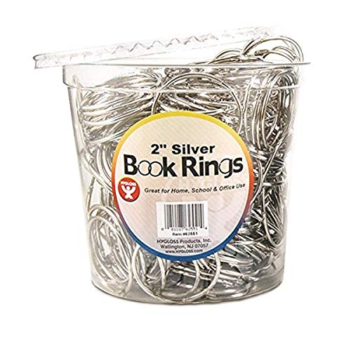 Hygloss Products Book Rings ‚Äì 2 Inch Silver Steel Metal Binder Rings, 250 Pack in Counter Display Bucket