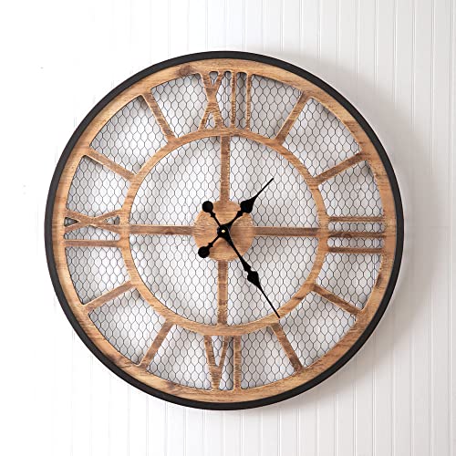 CTW Home Collection 530564 Farmhouse Chicken Wire Wall Clock, 28-inch Diameter