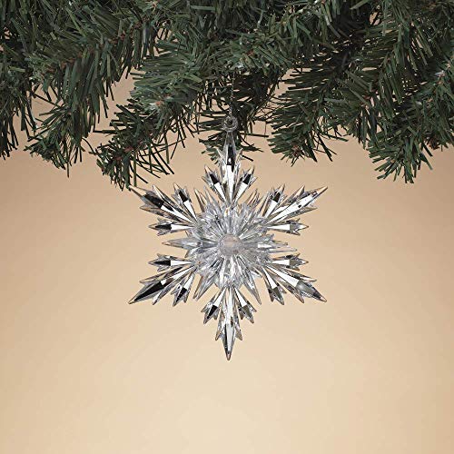 Gerson 2618630 Silver and Clear Plastic Snowflake Ornament 5" H