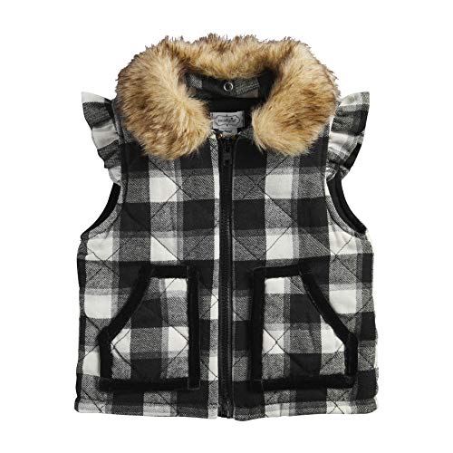 Mud Pie Quilted Black Plaid Vest, medium