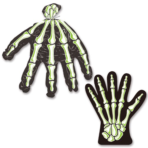 Beistle Beistle Skeleton Hand Treat Bags, 9-Inch by 11-Inch, Black/Green/White