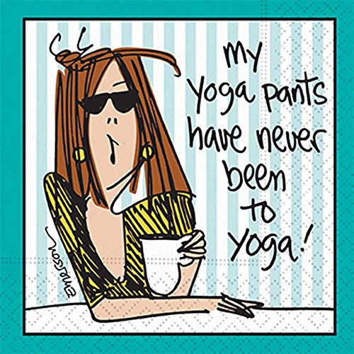 Design Design 624-09879 Yoga Pants Never Been To Yoga Beverage Napkin, Multicolor
