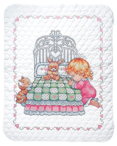 Design Works Crafts Tobin Bedtime Prayer Girl Quilt Stamped Cross Stitch Kit, 36 by 43-Inch