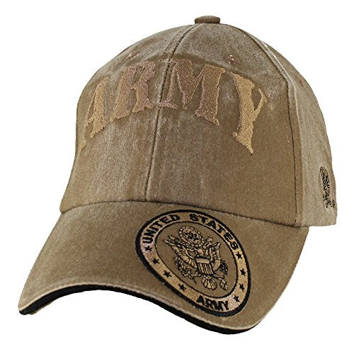 Eagle Crest U.S. Army with Seal on Bill Baseball Hat, Washed Coyote Brown