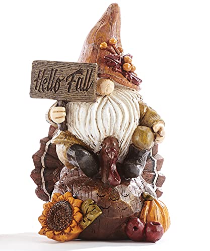 GiftCraft Harvest Gnome D‚àö¬©cor with Pumpkin, Sunflower, and Turkey Designs, 6.22-inch Height, Polyresin, Fall, Home