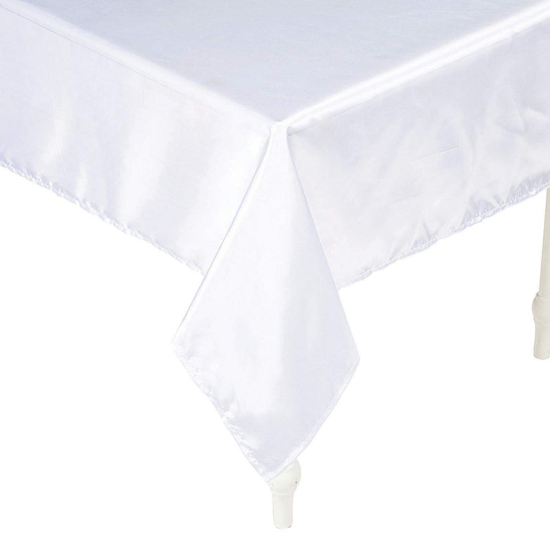 Fun Express - White Rectangle Polyester Tablecloth for Wedding - Home Decor - Domestics - Textile Accents - Wedding - 1 Piece