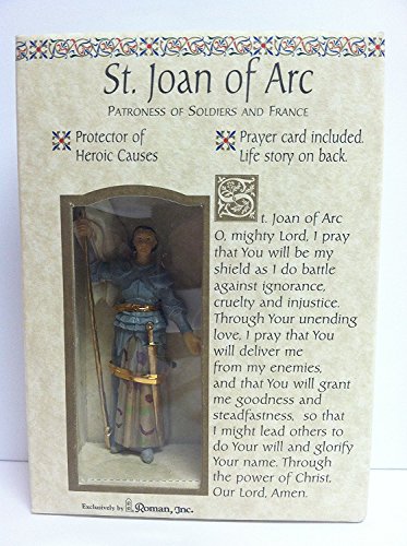 Roman Joan of Arc in Armor with Flag Patrons and Protectors Figurine