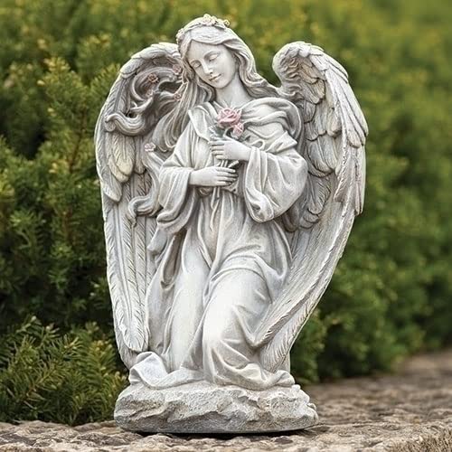 Joseph's Studio by Roman, Garden Statuary Collection, 16" H Angel Holding Flowers, Home D√©cor, Devout Gift, Prayerful Inspiration (11x8x15)