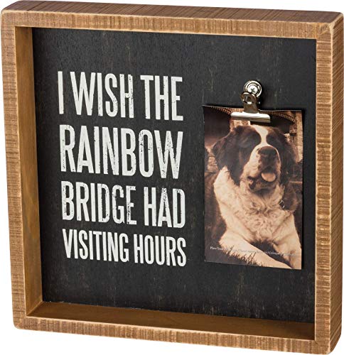 Primitives by Kathy Pet Memorial Photo Frame - I Wish the Rainbow Bridge had Visiting Hours,Multi-color- 10 inch square x 1.75 inch deep