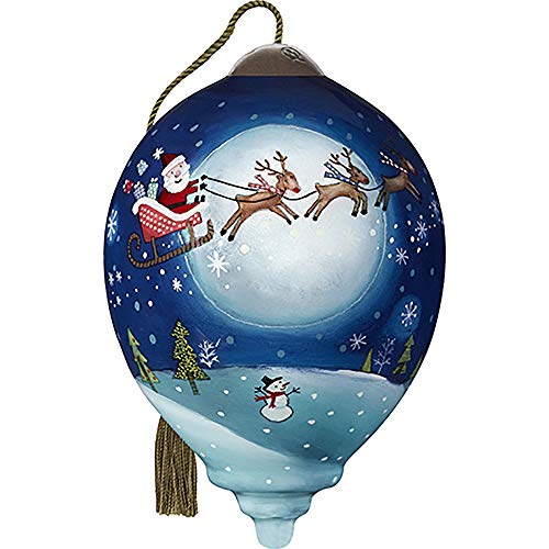Precious Moments Santa and Sleigh Flying Across Moon Ornament, Multi