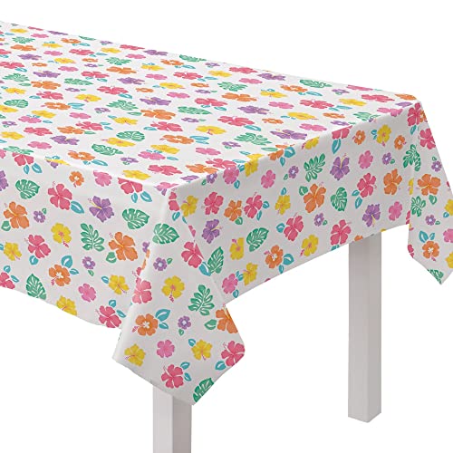 Amscan Summer Theme Hibiscus Flannel-Backed Vinyl Tablecover