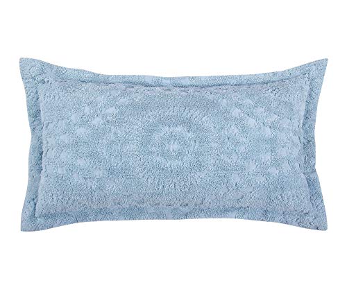 Better Trends Rio Collection is super soft and light weight in Floral Design 100 Percent Cotton Tufted Unique Luxurious Machine Washable Tumble Dry, King Sham, Blue