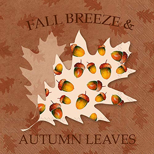 Boston International IHR 20-Count Luncheon 3-Ply Paper Napkins, 6.5 x 6.5-Inches, Fall Breeze