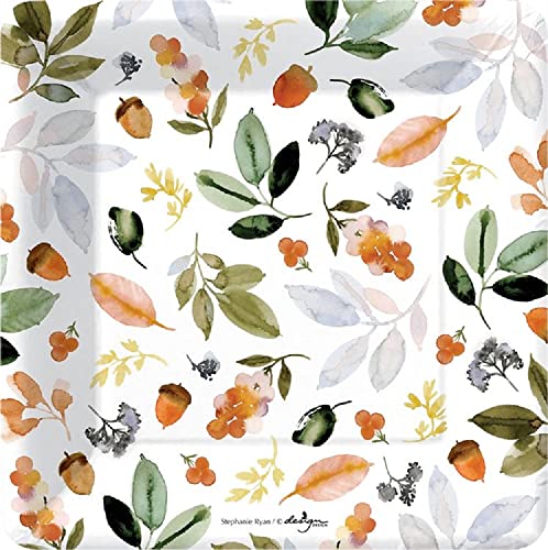 Design Design 630-10099 Autumn Greenery Dessert Plate, Square