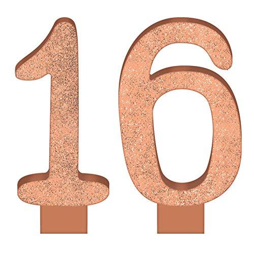 Amscan Blush Sixteen Glitter Numeral Candle | 3 3/8" | 2 Pcs