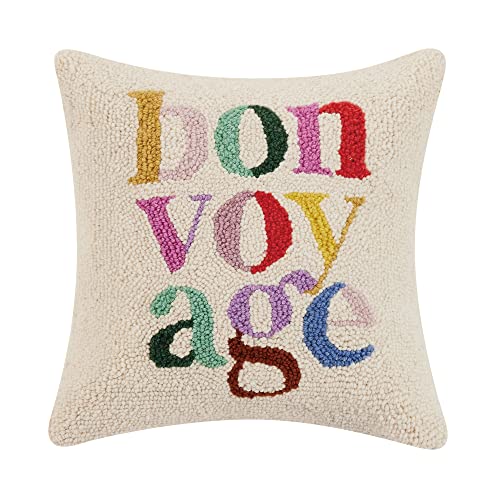 Peking Handicraft Bon Voyage Polyfill Hook Throw Pillow, 16-inch Square, Home Decoration