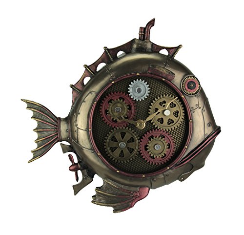 Unicorn Studio Veronese Design Steampunk Style Fish Submarine Wall Clock
