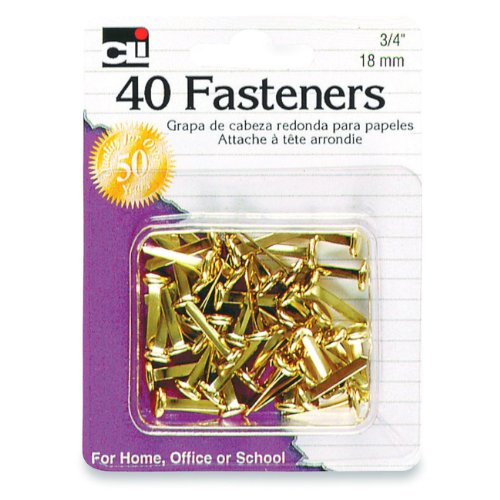 Charles Leonard Fasteners, Round Head, Brass Plated, 3/4 Inch, 40-Pack (80673)