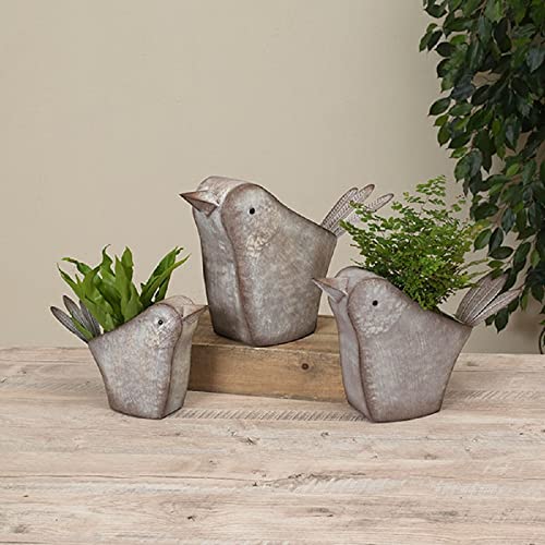 Gerson International Bird Planters, Large, Metal, 16.25-inch, Set of 3