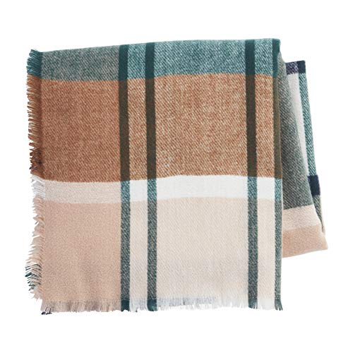 Mud Pie Bright Plaid Scarf, 40" x 70", Pink