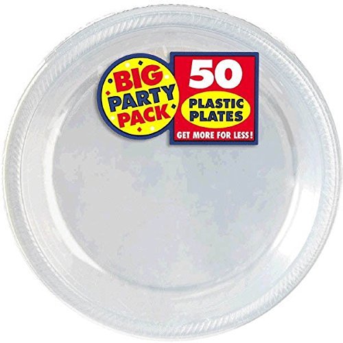 Amscan Big Party Pack Clear Plastic Plates | 10.25" | Pack of 50 | Party Supply