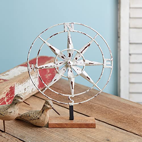 CTW 370715 Distressed Tabletop Compass, 13-inch Height