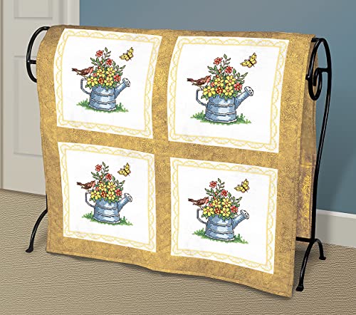 Design Works Crafts Spring Watering Can Quilt Blocks Stamped Cross Stitch