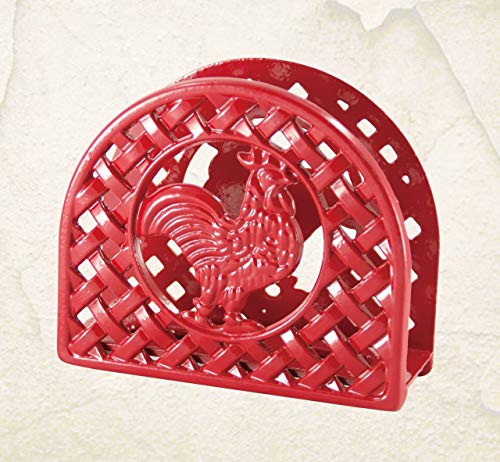 Grant Howard 51095 Red Rooster Napkin Holder, Cast Iron