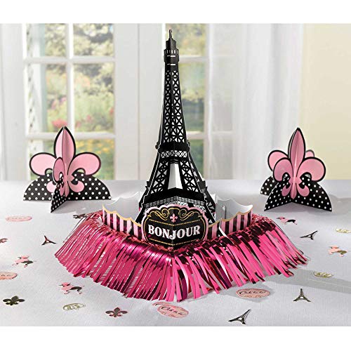 amscan - 280058 Amscan Day in Paris Table Decorating Kit, One Size, Multicolor