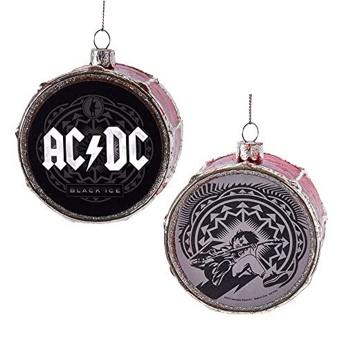 Kurt Adler Adler AC/DC Glass Drum Head Ornament, 3.25-Inches, Black