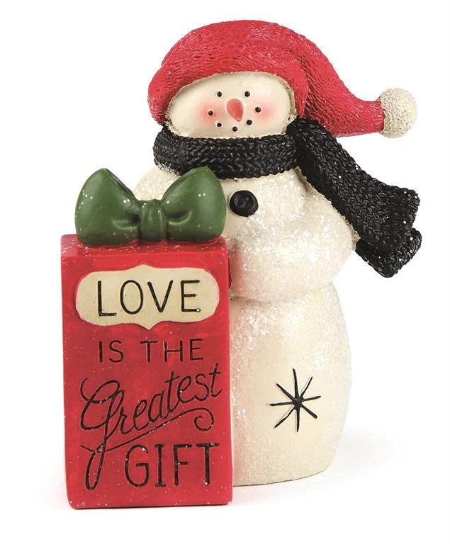 Blossom Bucket 228-13495 Love is The Greatest Gift Snowman Figurine, 3.5-inch Height