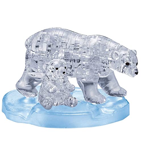 University Games BePuzzled (BEPUA) Original 3D Crystal Jigsaw Puzzle - Polar Bear and Baby Animal Assembly Brain Teaser, Fun Model Toy Gift Decoration for Adults & Kids Age 12 and Up, 40 Pieces (Level 1), Clear