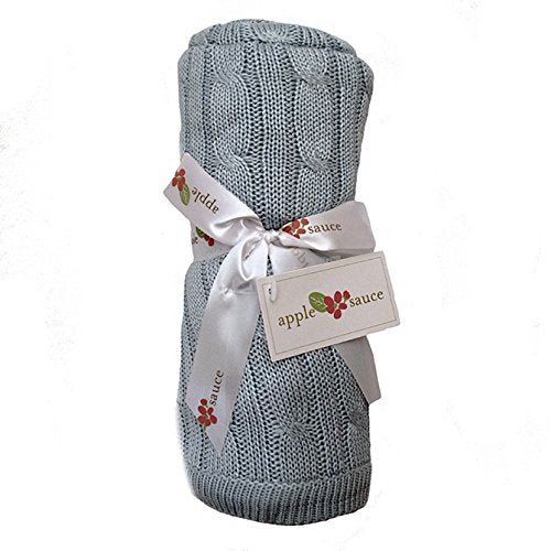 Birchwood Applesauce Cable Knit Baby Blanket, Blue