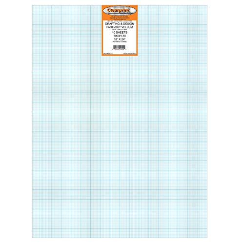 Chartpak Clearprint Vellum Sheets with 10x10 Fade-Out Grid, 18x24 Inches, 16 lb., 60 GSM, 1000H 100% Cotton, 10 Sheets Per Pack, Translucent White (10203222)