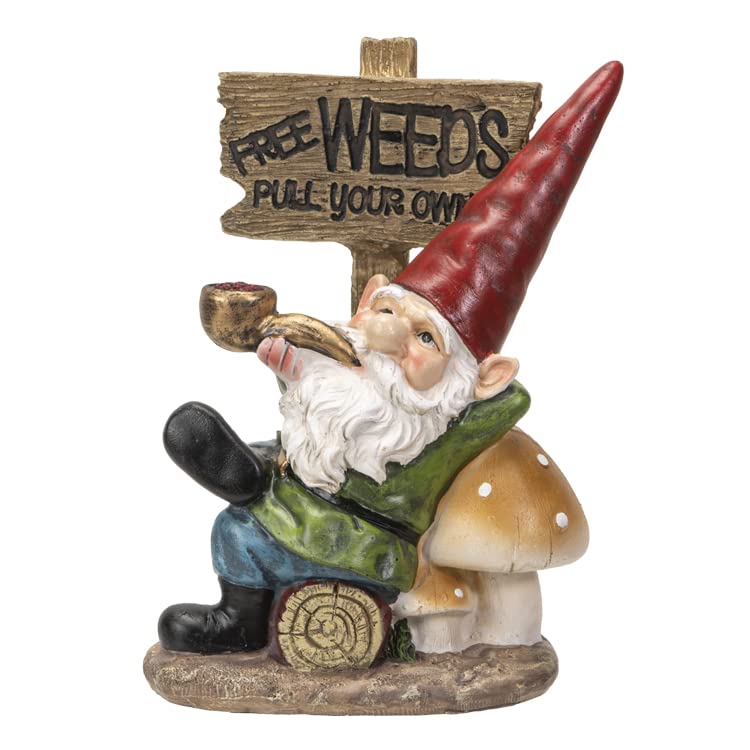 Pacific Trading Free Weeds Gnome Garden Statue Resin Figurine