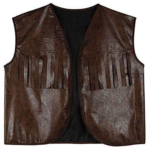 Beistle Faux Brown Leather Cowboy Vest with Fringe for Halloween Party