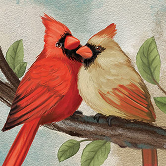 Carson Home Cardinal Couple House Coaster, 4-inch Square, Set of 4