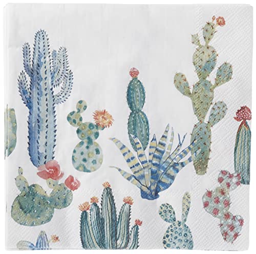 Boston International IHB 3-Ply Paper Napkins, 20-Count Lunch Size, My Little Green Cactus